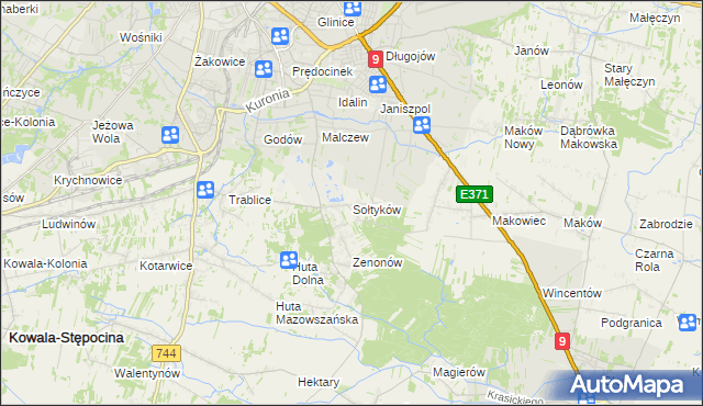 mapa Sołtyków gmina Skaryszew, Sołtyków gmina Skaryszew na mapie Targeo