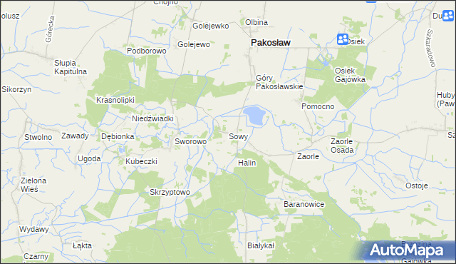 mapa Sowy gmina Pakosław, Sowy gmina Pakosław na mapie Targeo