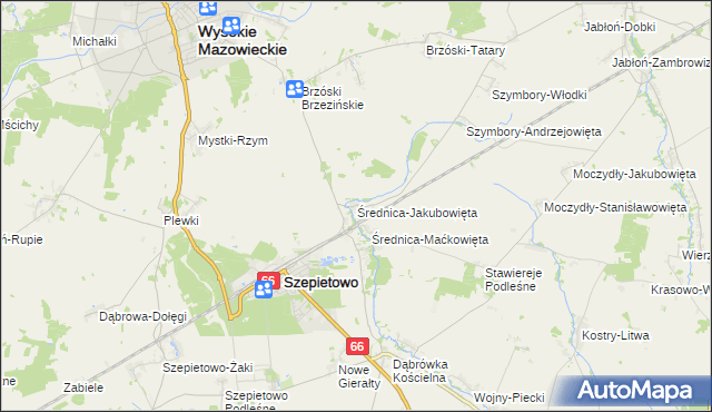 mapa Średnica-Jakubowięta, Średnica-Jakubowięta na mapie Targeo