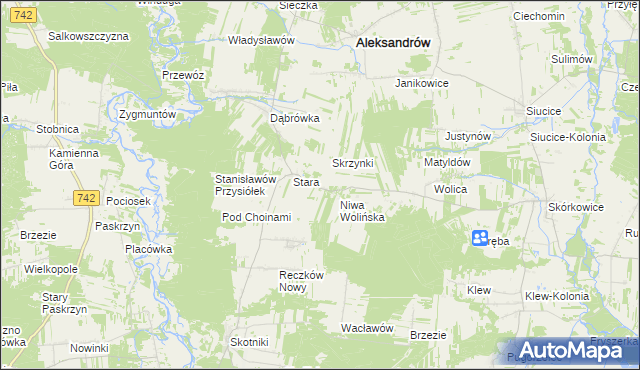 mapa Stara Kolonia gmina Aleksandrów, Stara Kolonia gmina Aleksandrów na mapie Targeo