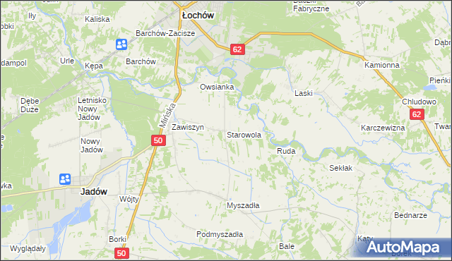 mapa Starowola gmina Jadów, Starowola gmina Jadów na mapie Targeo