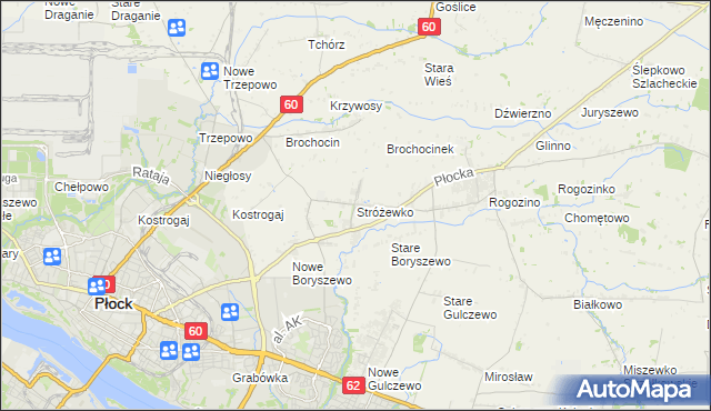 mapa Stróżewko gmina Radzanowo, Stróżewko gmina Radzanowo na mapie Targeo