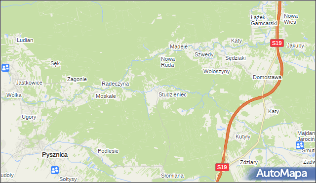 mapa Studzieniec gmina Pysznica, Studzieniec gmina Pysznica na mapie Targeo