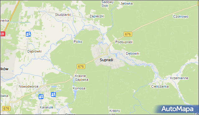 mapa Supraśl, Supraśl na mapie Targeo