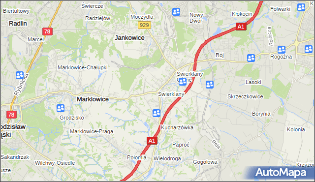 mapa Świerklany, Świerklany na mapie Targeo
