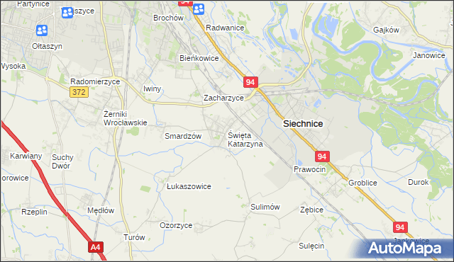 mapa Święta Katarzyna gmina Siechnice, Święta Katarzyna gmina Siechnice na mapie Targeo