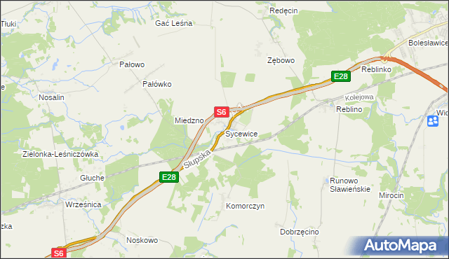 mapa Sycewice, Sycewice na mapie Targeo