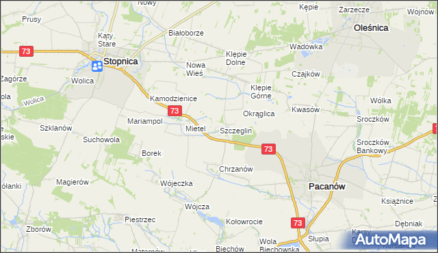 mapa Szczeglin gmina Stopnica, Szczeglin gmina Stopnica na mapie Targeo