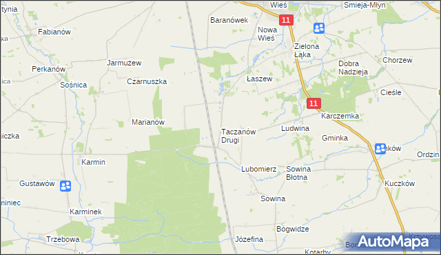 mapa Taczanów Drugi, Taczanów Drugi na mapie Targeo