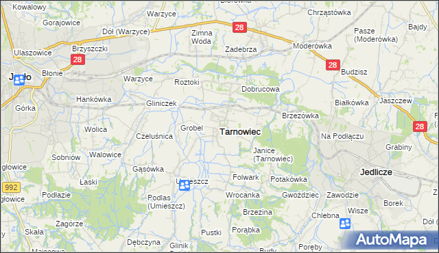 mapa Tarnowiec powiat jasielski, Tarnowiec powiat jasielski na mapie Targeo