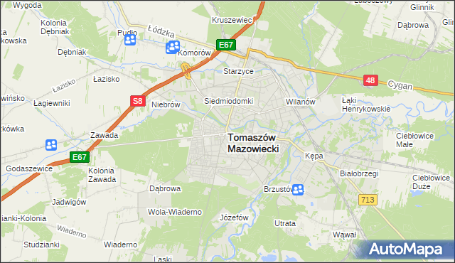 mapa Tomaszów Mazowiecki, Tomaszów Mazowiecki na mapie Targeo