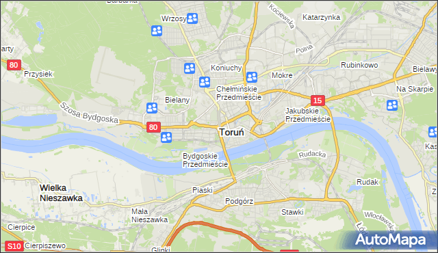 mapa Torunia, Toruń na mapie Targeo