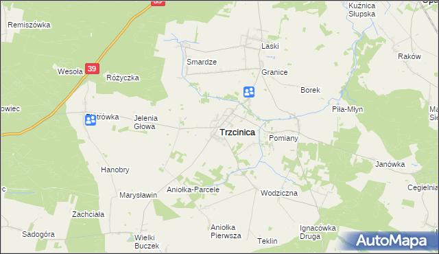 mapa Trzcinica powiat kępiński, Trzcinica powiat kępiński na mapie Targeo