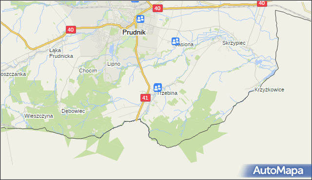 mapa Trzebina gmina Lubrza, Trzebina gmina Lubrza na mapie Targeo