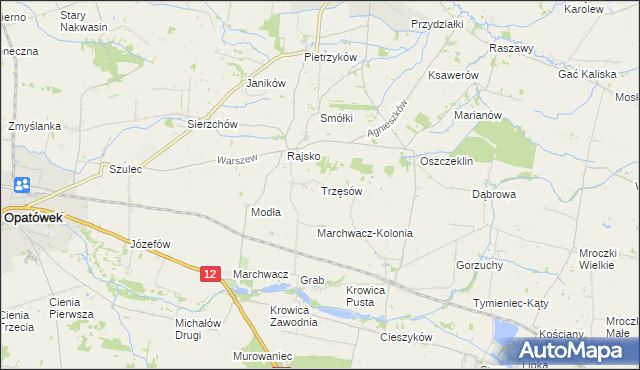 mapa Trzęsów gmina Szczytniki, Trzęsów gmina Szczytniki na mapie Targeo