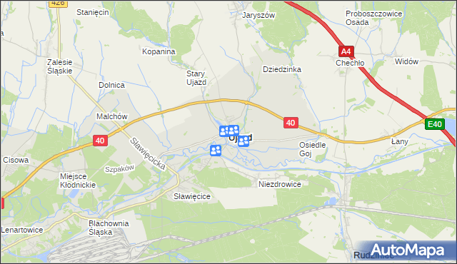 mapa Ujazd powiat strzelecki, Ujazd powiat strzelecki na mapie Targeo