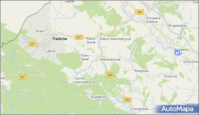 mapa Wambierzyce, Wambierzyce na mapie Targeo