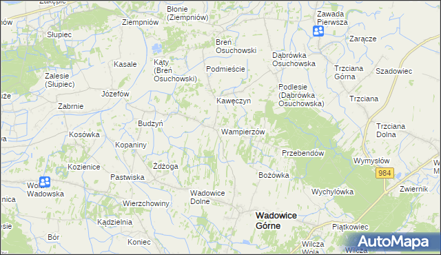 mapa Wampierzów, Wampierzów na mapie Targeo