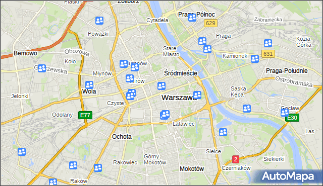 mapa Warszawy, Warszawa na mapie Targeo