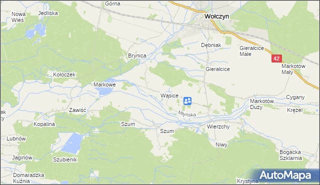 mapa Wąsice, Wąsice na mapie Targeo