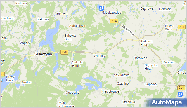 mapa Węsiory, Węsiory na mapie Targeo