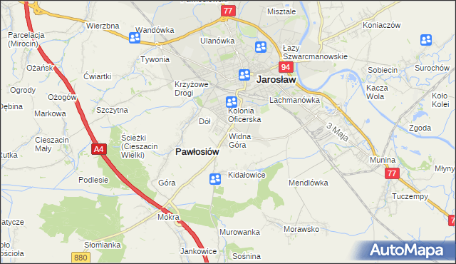 mapa Widna Góra, Widna Góra na mapie Targeo