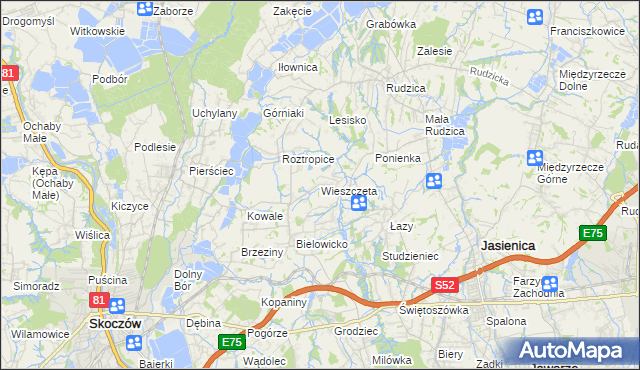 mapa Wieszczęta, Wieszczęta na mapie Targeo