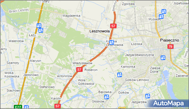 mapa Wilcza Góra gmina Lesznowola, Wilcza Góra gmina Lesznowola na mapie Targeo