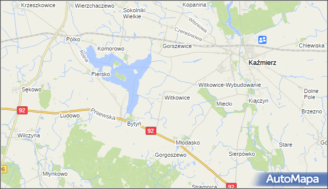 mapa Witkowice gmina Kaźmierz, Witkowice gmina Kaźmierz na mapie Targeo