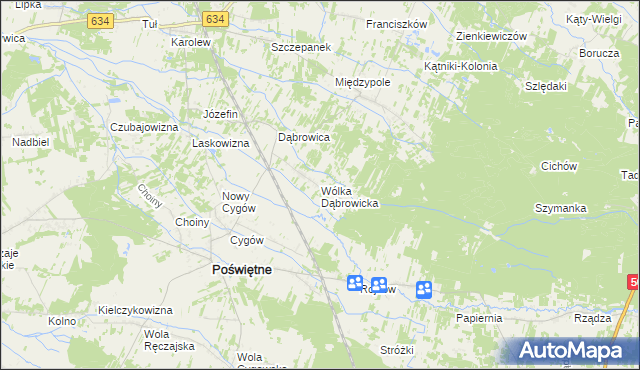 mapa Wólka Dąbrowicka, Wólka Dąbrowicka na mapie Targeo