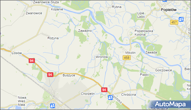 mapa Wronów gmina Lewin Brzeski, Wronów gmina Lewin Brzeski na mapie Targeo