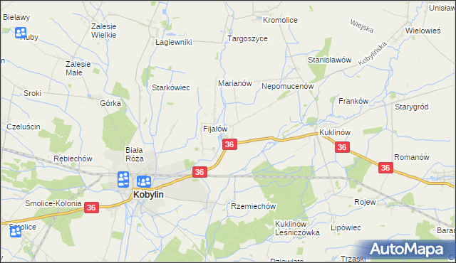 mapa Wyganów gmina Kobylin, Wyganów gmina Kobylin na mapie Targeo