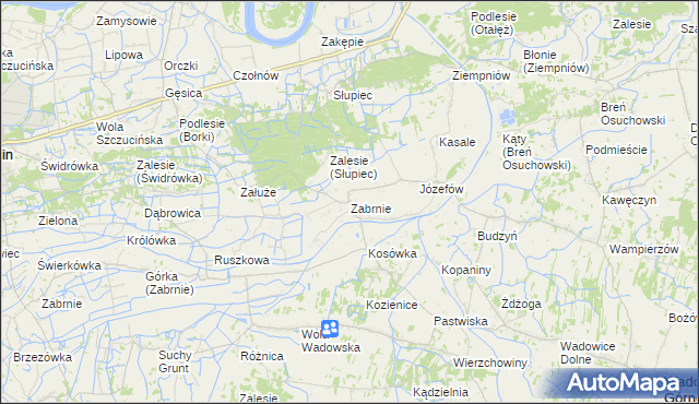 mapa Zabrnie gmina Wadowice Górne, Zabrnie gmina Wadowice Górne na mapie Targeo