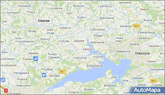 mapa Zakliczyn gmina Siepraw, Zakliczyn gmina Siepraw na mapie Targeo