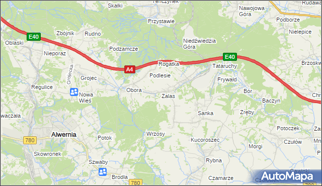 mapa Zalas gmina Krzeszowice, Zalas gmina Krzeszowice na mapie Targeo