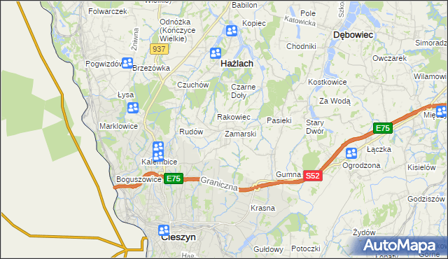 mapa Zamarski, Zamarski na mapie Targeo