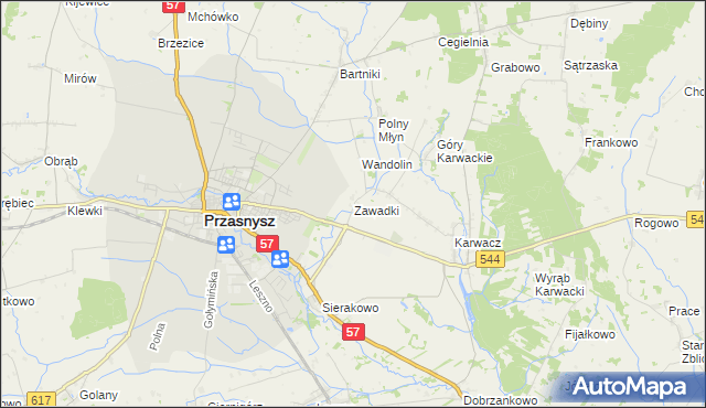 mapa Zawadki gmina Przasnysz, Zawadki gmina Przasnysz na mapie Targeo