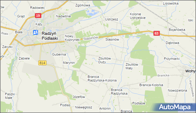 mapa Zbulitów Duży, Zbulitów Duży na mapie Targeo