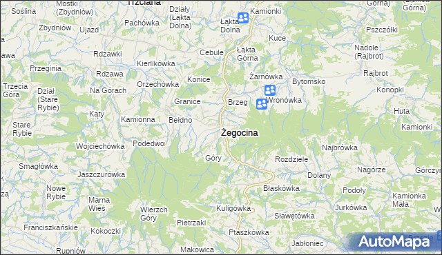 mapa Żegocina, Żegocina na mapie Targeo