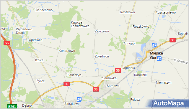 mapa Żołędnica, Żołędnica na mapie Targeo