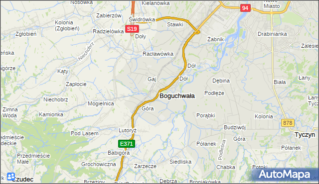 mapa Boguchwała powiat rzeszowski, Boguchwała powiat rzeszowski na mapie Targeo