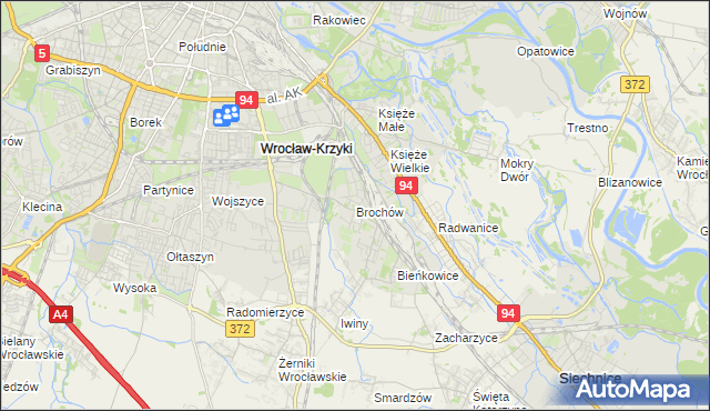 mapa Brochów gmina Wrocław, Brochów gmina Wrocław na mapie Targeo