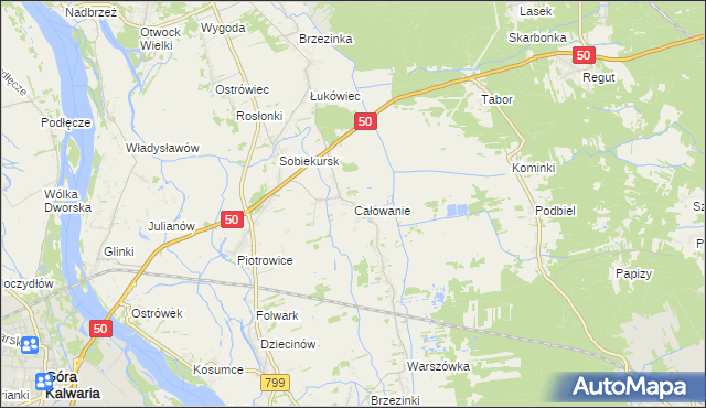 mapa Całowanie, Całowanie na mapie Targeo