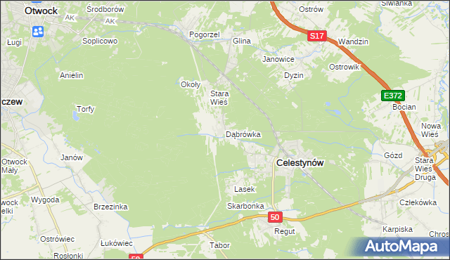 mapa Dąbrówka gmina Celestynów, Dąbrówka gmina Celestynów na mapie Targeo