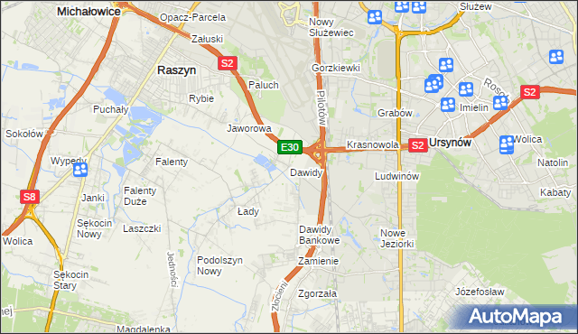 mapa Dawidy gmina Raszyn, Dawidy gmina Raszyn na mapie Targeo