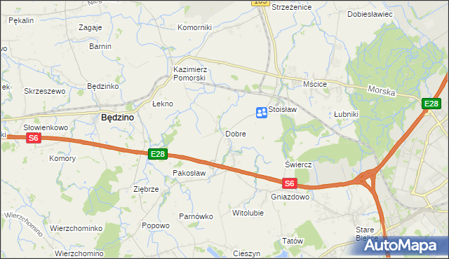 mapa Dobre gmina Będzino, Dobre gmina Będzino na mapie Targeo