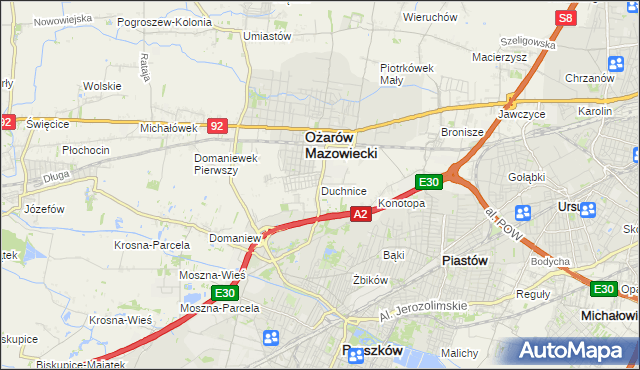 mapa Duchnice, Duchnice na mapie Targeo