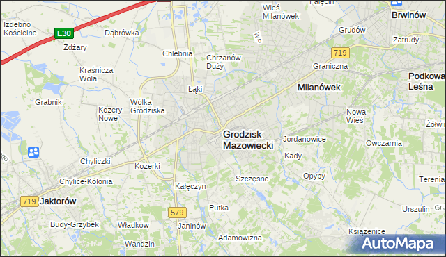 mapa Grodzisk Mazowiecki, Grodzisk Mazowiecki na mapie Targeo