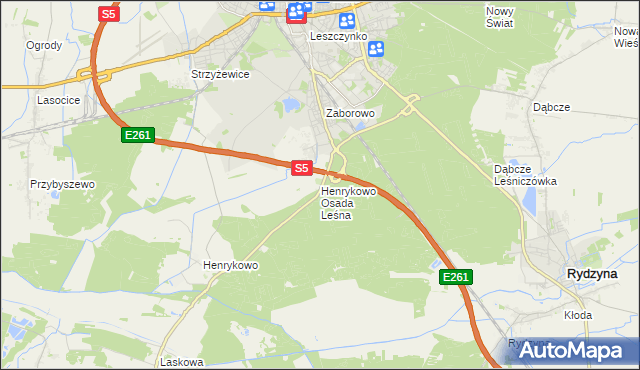 mapa Henrykowo Osada Leśna, Henrykowo Osada Leśna na mapie Targeo