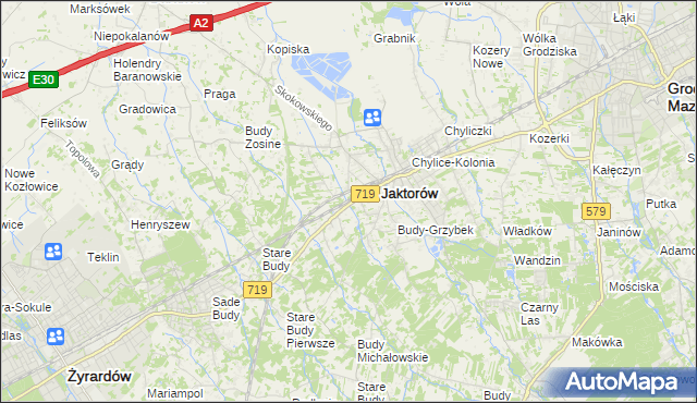 mapa Jaktorów-Kolonia, Jaktorów-Kolonia na mapie Targeo